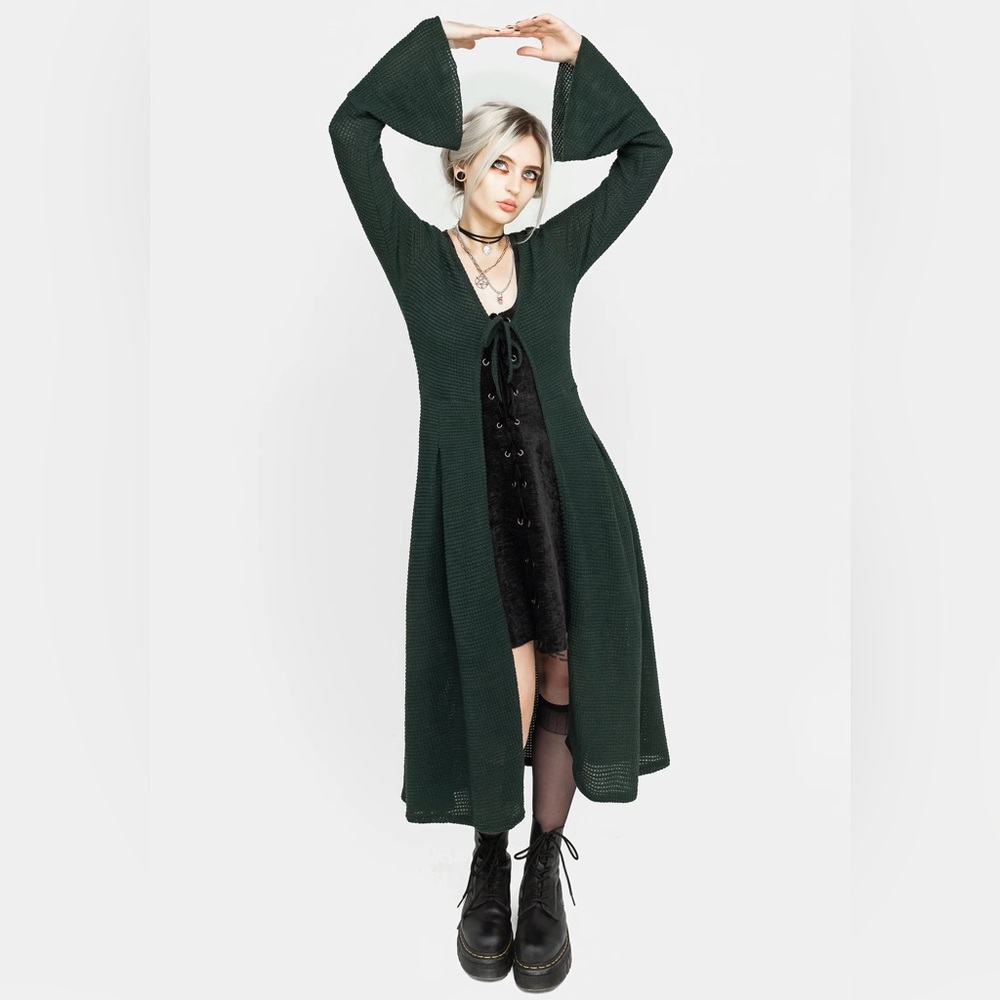 Disturbia Dark Green Long Sleeve Cardigan